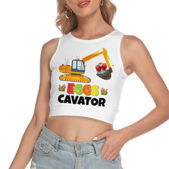 Excavator Shirts For Toddler Boys Girls Easter Eggs Cavator Women's Sleeveless Bow Backless Hollow Crop Top | Favorety