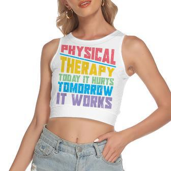 Funny Pt Therapist Pta Physiotherapy Physical Therapy Women's Sleeveless Bow Backless Hollow Crop Top - Seseable