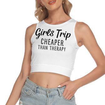 Girls Trip Cheaper Than Therapy Women's Sleeveless Bow Backless Hollow Crop Top | Favorety AU