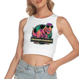 Grandmasaurusrex Grandma Saurus Dinosaur Matching Women's Crop Top Tank Top | Mazezy