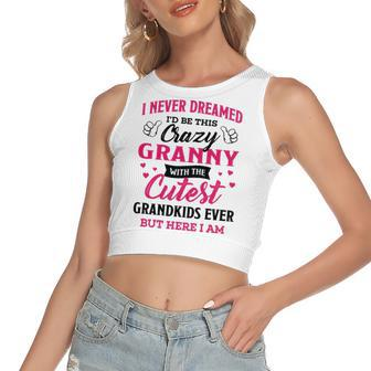 Granny Grandma Gift I Never Dreamed I’D Be This Crazy Granny Women's Sleeveless Bow Backless Hollow Crop Top - Seseable