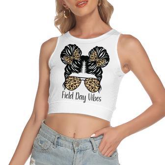 Happy Field Day Field Day Tee Kids Graduation School Fun Day V10 Women's Sleeveless Bow Backless Hollow Crop Top | Favorety CA