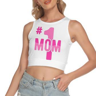 Hashtag Number One Mom Idea Mama Women's Crop Top Tank Top | Mazezy