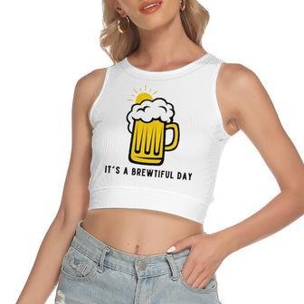 Its A Brewtiful Day Beer Mug Women's Crop Top Tank Top | Mazezy