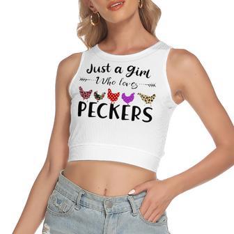 Just A Girl Who Loves Peckers 863 Shirt Women's Sleeveless Bow Backless Hollow Crop Top | Favorety