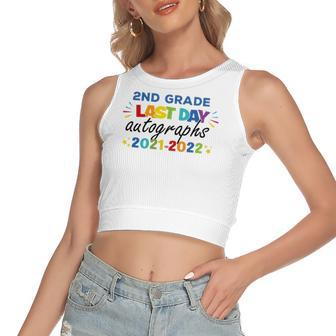 Last Day Autographs For 2Nd Grade And Teachers 2022 Education Women's Crop Top Tank Top | Mazezy