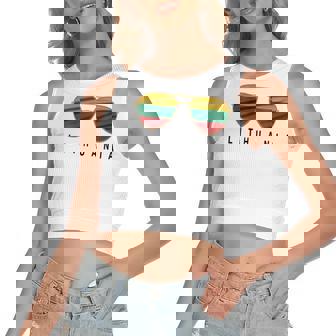 Lithuania Sunglasses Lithuania Flag Lithuanian Women's Crop Top Tank Top | Mazezy