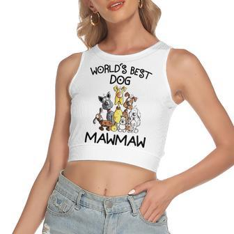 Mawmaw Grandma Gift Worlds Best Dog Mawmaw Women's Sleeveless Bow Backless Hollow Crop Top - Seseable