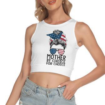 Mother By Choice Pro Choice Messy Bun Us Flag Rights Women's Crop Top Tank Top | Mazezy