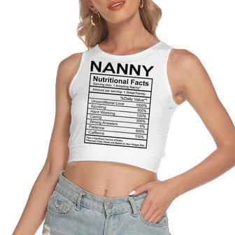 Nanny Grandma Gift Nanny Nutritional Facts Women's Sleeveless Bow Backless Hollow Crop Top - Seseable