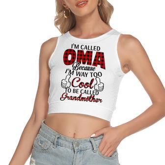 Oma Grandma Gift Im Called Oma Because Im Too Cool To Be Called Grandmother Women's Sleeveless Bow Backless Hollow Crop Top - Seseable