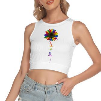 Rainbow Sunflower Love Is Love Lgbt Gay Lesbian Pride Women's Crop Top Tank Top | Mazezy