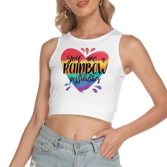 Rainbow Teacher You Are A Rainbow Of Possibilities Women's Crop Top Tank Top | Mazezy