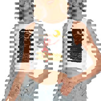 Skeleton Macabre Dancing Red Graphic Goth Halloween Women's Crop Top Tank Top | Mazezy