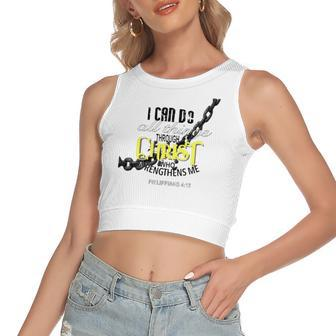 I Can Do All Things Through Christ Philippians 413 Bible Women's Crop Top Tank Top | Mazezy