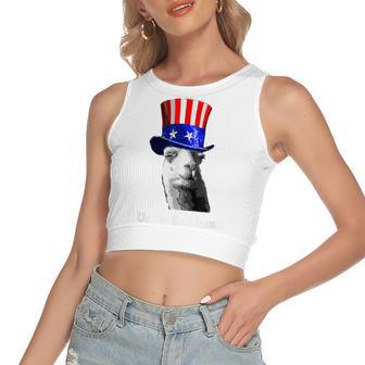 Uncle Se Llama July 4Th Fireworks Hipster Women's Sleeveless Bow Backless Hollow Crop Top - Seseable