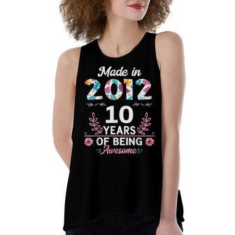 10 Years Old Gifts 10Th Birthday Born In 2012 Women Girls V2 Women's Loose Fit Open Back Split Tank Top - Seseable