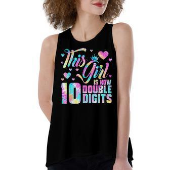 10Th Birthday Gift This Girl Is Now 10 Double Digits Tie Dye V3 Women's Loose Fit Open Back Split Tank Top - Seseable