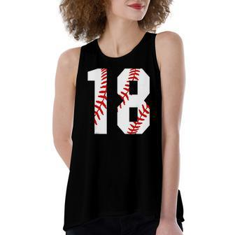 18 Baseball Mom Baseball Player Number 18 Sport Lover Women's Loose Tank Top | Mazezy