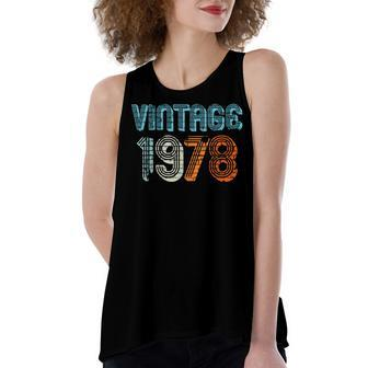 1978 Seventies Vintage 40 Birthday Retro Distressed Women's Loose Fit Open Back Split Tank Top - Seseable