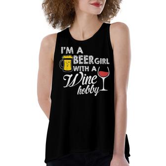 Im A Beer Girl With A Wine Hobby T  With Funny Saying Women's Loose Fit Open Back Split Tank Top
