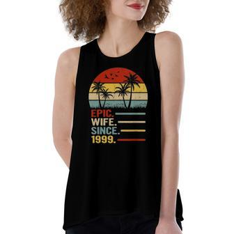 22Nd Wedding Anniversary For Her Retro Epic Wife Since 1999 Married Couples Women's Loose Tank Top | Mazezy