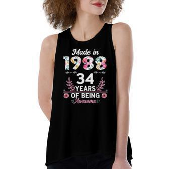34 Years Old 34Th Birthday Born In 1988 Girls Women's Loose Tank Top | Mazezy