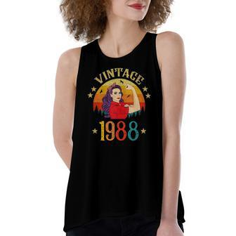 34Th Birthday 34 Years Old For Retro Vintage 1988 Women's Loose Tank Top | Mazezy