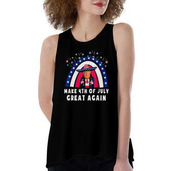 Make 4Th Of July Great Again Trump Rainbow Usa Flag Women's Loose Tank Top | Mazezy