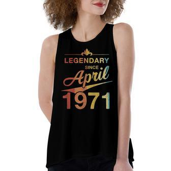 50 Year Old Gift 50Th Birthday Vintage Born In April 1971 Women's Loose Fit Open Back Split Tank Top - Seseable