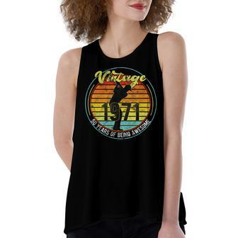 50 Year Old Gifts Vintage Golf Golfer 1971 50Th Birthday Women's Loose Fit Open Back Split Tank Top - Seseable