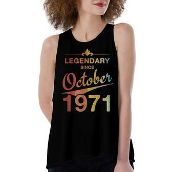 50Th Birthday 50 Year Old Born In October 1971 Vintage Women's Loose Fit Open Back Split Tank Top - Seseable