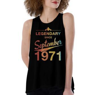 50Th Birthday 50 Year Old Born In September 1971 Vintage Women's Loose Fit Open Back Split Tank Top - Seseable