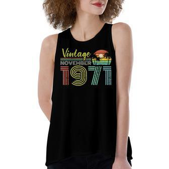 50Th Birthday Gift Vintage November 1971 Fifty Years Old Women's Loose Fit Open Back Split Tank Top - Seseable