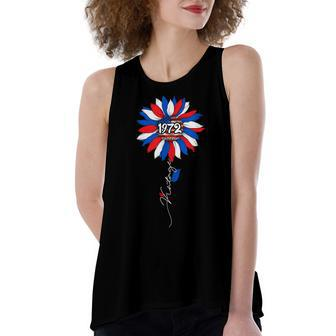 50Th Birthday Gifts Sunflower Born In 1972 50 Years Old Women's Loose Fit Open Back Split Tank Top - Seseable