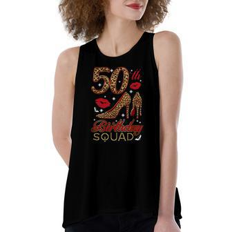 50Th Birthday Squad Stepping Into 50 Leopard High Heel Women's Loose Tank Top | Mazezy