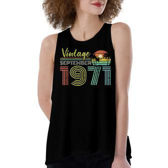 50Th Birthday Vintage September 1971 Fifty Years Old Women's Loose Fit Open Back Split Tank Top - Seseable