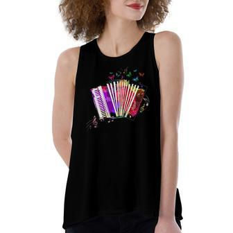 Abstract Music Butterfly Accordion Women's Loose Tank Top | Mazezy