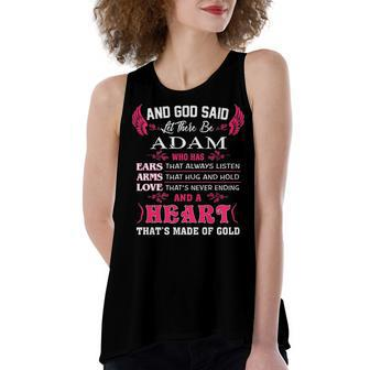 Adam Name Gift And God Said Let There Be Adam Women's Loose Fit Open Back Split Tank Top - Seseable