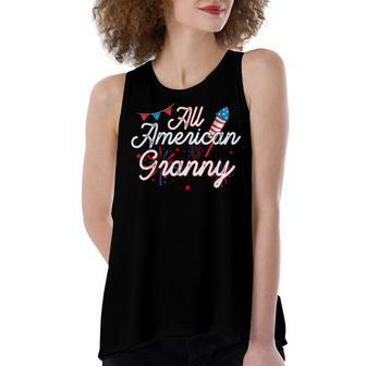 All American Granny 4Th Of July Family Matching Patriotic Women's Loose Fit Open Back Split Tank Top - Seseable