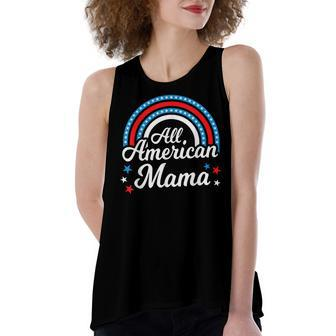 All American Mama- Funny 4Th Of July Family Matching Women's Loose Fit Open Back Split Tank Top - Seseable