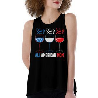 All American Mom 4Th Of July Pride Patriot Flag Mother V2 Women's Loose Fit Open Back Split Tank Top - Seseable