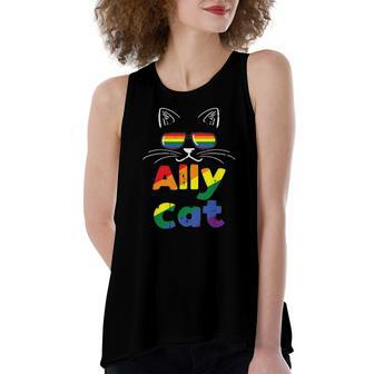 Ally Cat Pride Month Straight Ally Gay Lgbtq Lgbt Women's Loose Tank Top | Mazezy