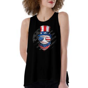 American Baseball Patriotic 4Th Of July Usa Flag Women's Loose Tank Top | Mazezy