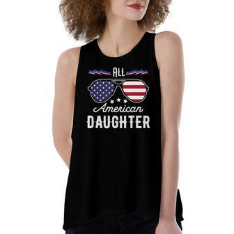 All American Daughter 4Th Of July Sunglasses Women's Loose Tank Top | Mazezy