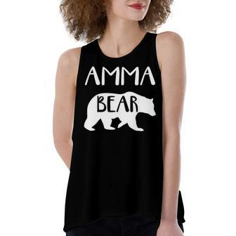 Amma Grandma Gift Amma Bear Women's Loose Fit Open Back Split Tank Top - Seseable