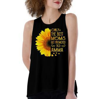 Amma Grandma Gift Only The Best Moms Get Promoted To Amma Women's Loose Fit Open Back Split Tank Top - Seseable