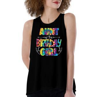 Aunt Of The Birthday Girl Matching Family Tie Dye Women's Loose Fit Open Back Split Tank Top
