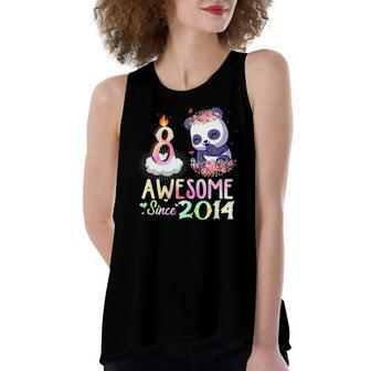 Awesome Since 2014 8Th Birthday 8 Years Old Panda Girl Women's Loose Tank Top | Mazezy