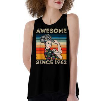 Awesome Since 1962 60Th Birthday Gifts 60 Years Old Vintage Women's Loose Fit Open Back Split Tank Top - Seseable